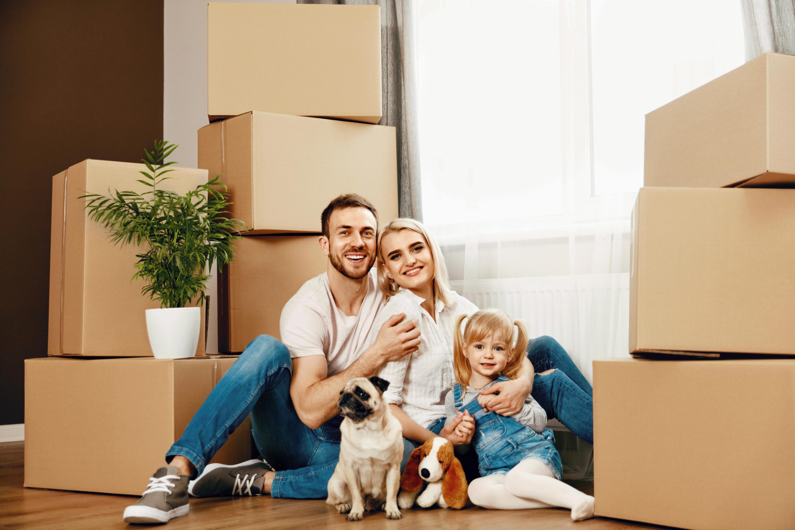 Family Moving Home Happy People